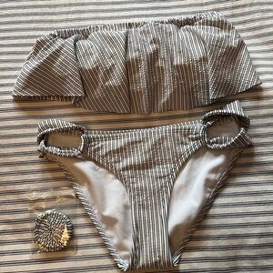 Striped Bikini Set with Straps